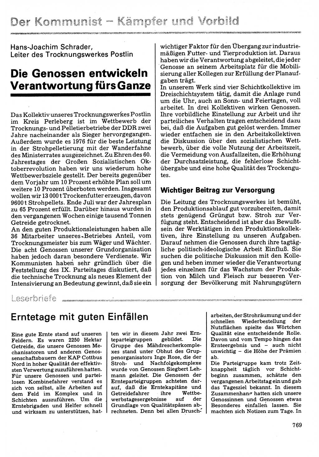 Neuer Weg (NW), Organ des Zentralkomitees (ZK) der SED (Sozialistische Einheitspartei Deutschlands) für Fragen des Parteilebens, 32. Jahrgang [Deutsche Demokratische Republik (DDR)] 1977, Seite 769 (NW ZK SED DDR 1977, S. 769)