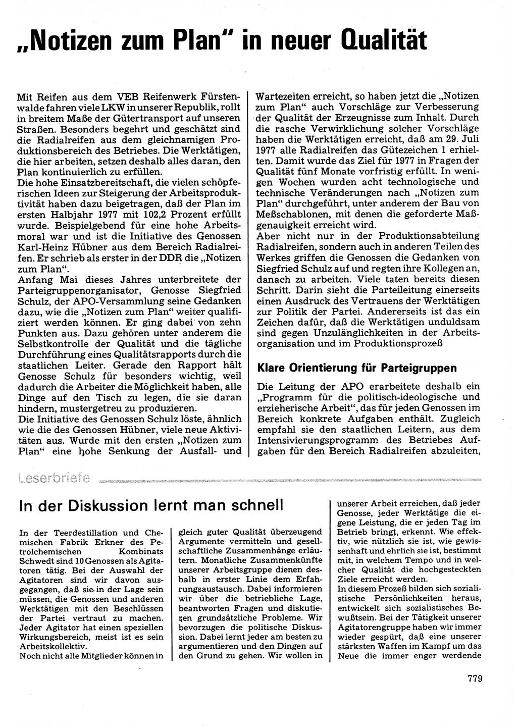 Neuer Weg (NW), Organ des Zentralkomitees (ZK) der SED (Sozialistische Einheitspartei Deutschlands) für Fragen des Parteilebens, 32. Jahrgang [Deutsche Demokratische Republik (DDR)] 1977, Seite 779 (NW ZK SED DDR 1977, S. 779)