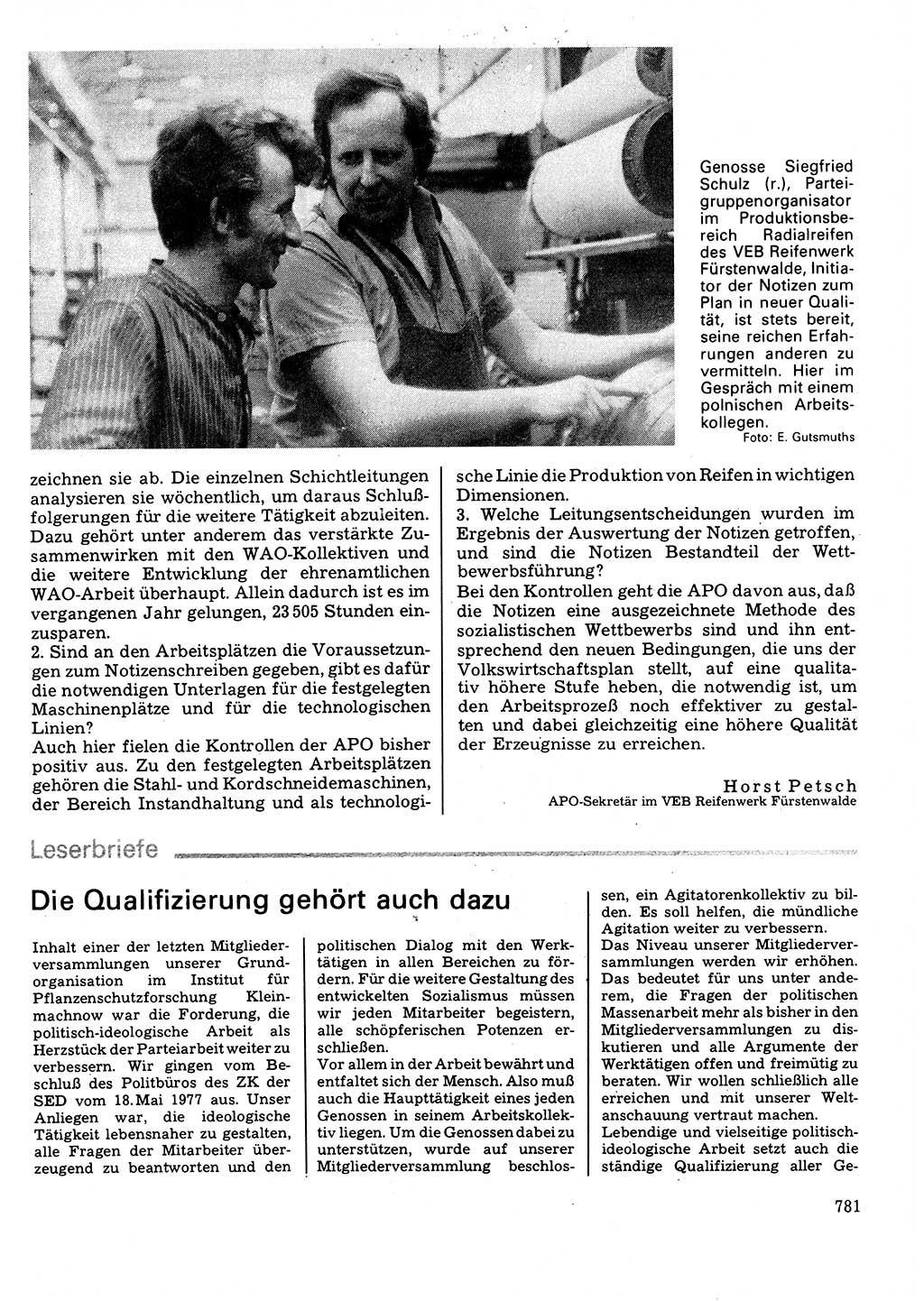 Neuer Weg (NW), Organ des Zentralkomitees (ZK) der SED (Sozialistische Einheitspartei Deutschlands) für Fragen des Parteilebens, 32. Jahrgang [Deutsche Demokratische Republik (DDR)] 1977, Seite 781 (NW ZK SED DDR 1977, S. 781)