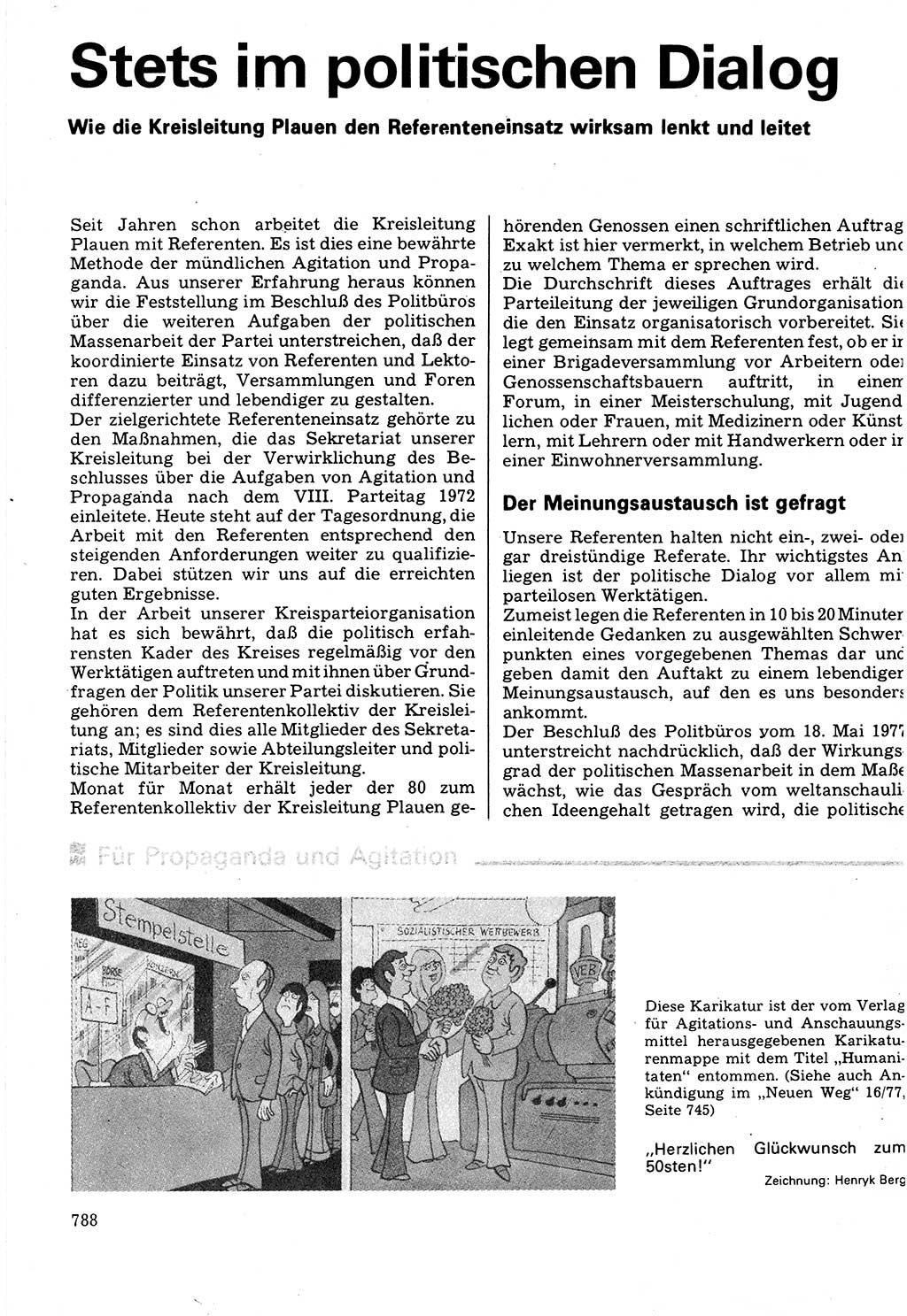 Neuer Weg (NW), Organ des Zentralkomitees (ZK) der SED (Sozialistische Einheitspartei Deutschlands) für Fragen des Parteilebens, 32. Jahrgang [Deutsche Demokratische Republik (DDR)] 1977, Seite 788 (NW ZK SED DDR 1977, S. 788)