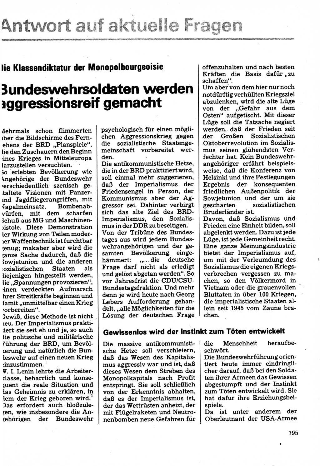 Neuer Weg (NW), Organ des Zentralkomitees (ZK) der SED (Sozialistische Einheitspartei Deutschlands) für Fragen des Parteilebens, 32. Jahrgang [Deutsche Demokratische Republik (DDR)] 1977, Seite 795 (NW ZK SED DDR 1977, S. 795)