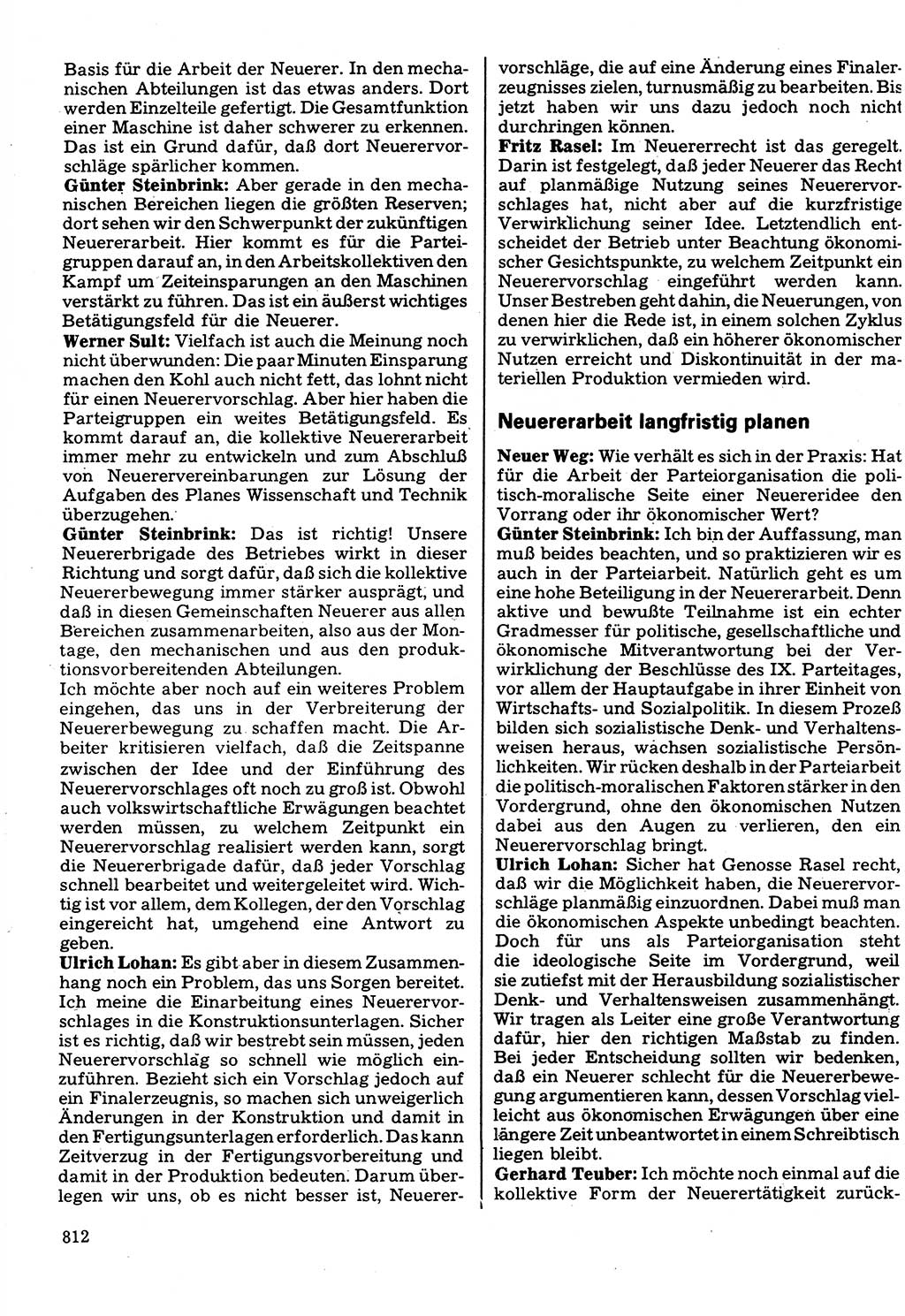 Neuer Weg (NW), Organ des Zentralkomitees (ZK) der SED (Sozialistische Einheitspartei Deutschlands) für Fragen des Parteilebens, 32. Jahrgang [Deutsche Demokratische Republik (DDR)] 1977, Seite 812 (NW ZK SED DDR 1977, S. 812)