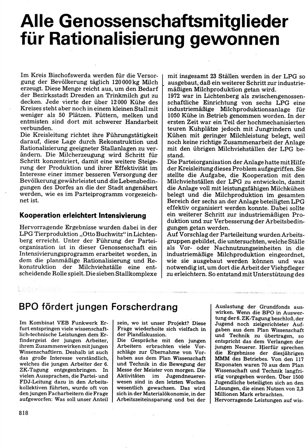 Neuer Weg (NW), Organ des Zentralkomitees (ZK) der SED (Sozialistische Einheitspartei Deutschlands) für Fragen des Parteilebens, 32. Jahrgang [Deutsche Demokratische Republik (DDR)] 1977, Seite 818 (NW ZK SED DDR 1977, S. 818)