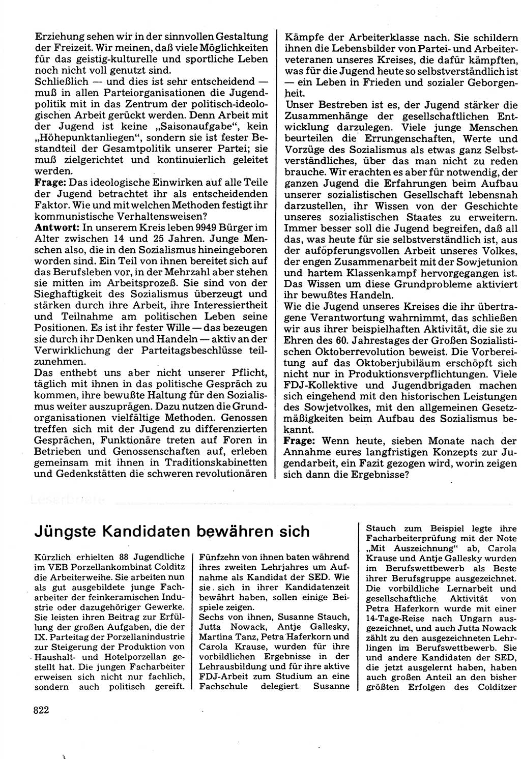 Neuer Weg (NW), Organ des Zentralkomitees (ZK) der SED (Sozialistische Einheitspartei Deutschlands) für Fragen des Parteilebens, 32. Jahrgang [Deutsche Demokratische Republik (DDR)] 1977, Seite 822 (NW ZK SED DDR 1977, S. 822)