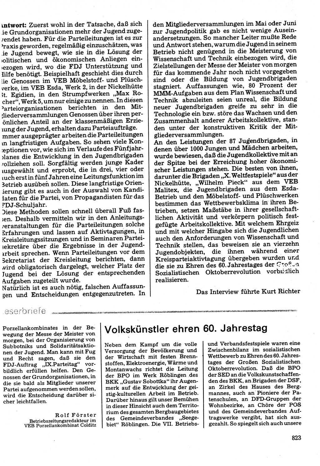 Neuer Weg (NW), Organ des Zentralkomitees (ZK) der SED (Sozialistische Einheitspartei Deutschlands) für Fragen des Parteilebens, 32. Jahrgang [Deutsche Demokratische Republik (DDR)] 1977, Seite 823 (NW ZK SED DDR 1977, S. 823)