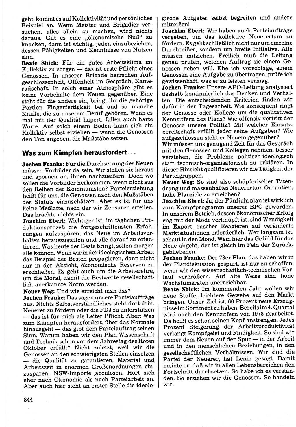 Neuer Weg (NW), Organ des Zentralkomitees (ZK) der SED (Sozialistische Einheitspartei Deutschlands) für Fragen des Parteilebens, 32. Jahrgang [Deutsche Demokratische Republik (DDR)] 1977, Seite 844 (NW ZK SED DDR 1977, S. 844)