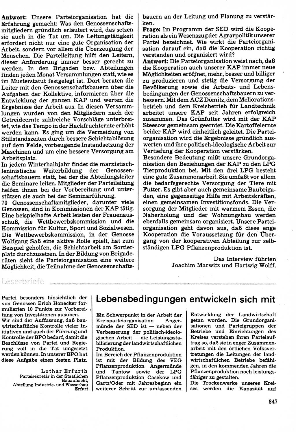 Neuer Weg (NW), Organ des Zentralkomitees (ZK) der SED (Sozialistische Einheitspartei Deutschlands) für Fragen des Parteilebens, 32. Jahrgang [Deutsche Demokratische Republik (DDR)] 1977, Seite 847 (NW ZK SED DDR 1977, S. 847)