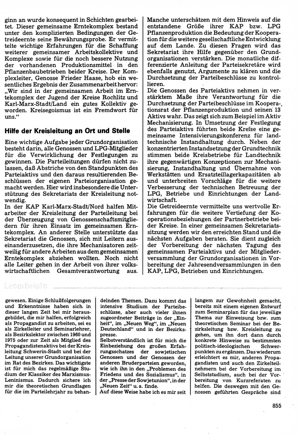 Neuer Weg (NW), Organ des Zentralkomitees (ZK) der SED (Sozialistische Einheitspartei Deutschlands) für Fragen des Parteilebens, 32. Jahrgang [Deutsche Demokratische Republik (DDR)] 1977, Seite 855 (NW ZK SED DDR 1977, S. 855)