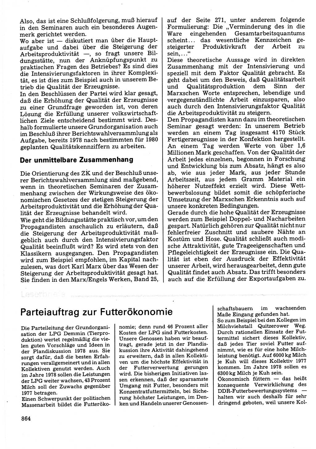 Neuer Weg (NW), Organ des Zentralkomitees (ZK) der SED (Sozialistische Einheitspartei Deutschlands) für Fragen des Parteilebens, 32. Jahrgang [Deutsche Demokratische Republik (DDR)] 1977, Seite 864 (NW ZK SED DDR 1977, S. 864)