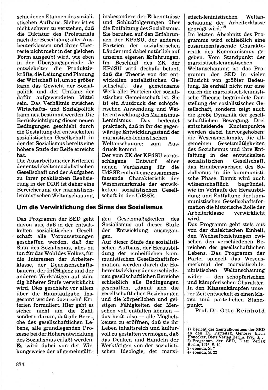 Neuer Weg (NW), Organ des Zentralkomitees (ZK) der SED (Sozialistische Einheitspartei Deutschlands) für Fragen des Parteilebens, 32. Jahrgang [Deutsche Demokratische Republik (DDR)] 1977, Seite 874 (NW ZK SED DDR 1977, S. 874)