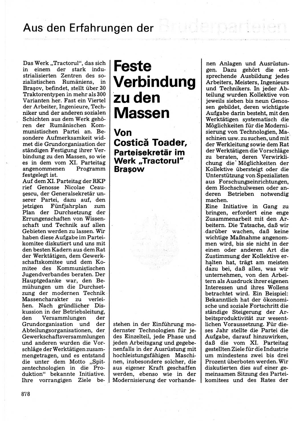 Neuer Weg (NW), Organ des Zentralkomitees (ZK) der SED (Sozialistische Einheitspartei Deutschlands) für Fragen des Parteilebens, 32. Jahrgang [Deutsche Demokratische Republik (DDR)] 1977, Seite 878 (NW ZK SED DDR 1977, S. 878)