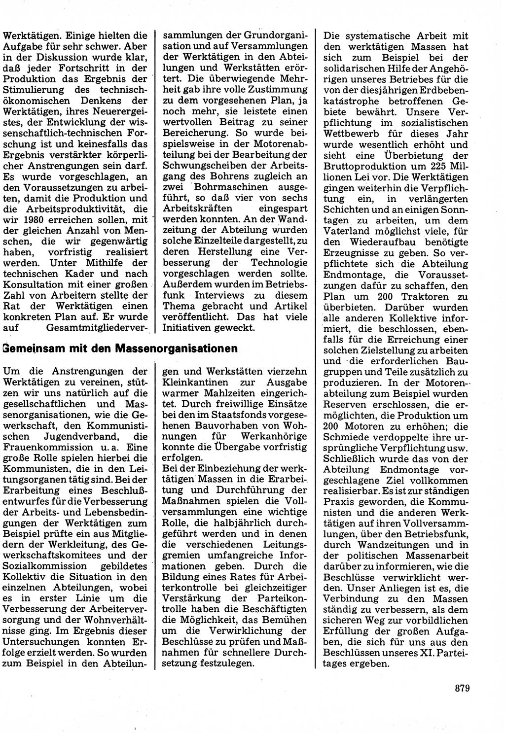Neuer Weg (NW), Organ des Zentralkomitees (ZK) der SED (Sozialistische Einheitspartei Deutschlands) für Fragen des Parteilebens, 32. Jahrgang [Deutsche Demokratische Republik (DDR)] 1977, Seite 879 (NW ZK SED DDR 1977, S. 879)