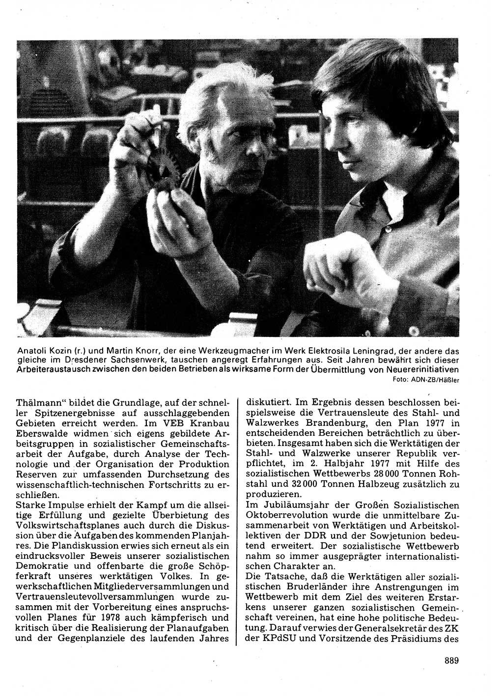 Neuer Weg (NW), Organ des Zentralkomitees (ZK) der SED (Sozialistische Einheitspartei Deutschlands) für Fragen des Parteilebens, 32. Jahrgang [Deutsche Demokratische Republik (DDR)] 1977, Seite 889 (NW ZK SED DDR 1977, S. 889)