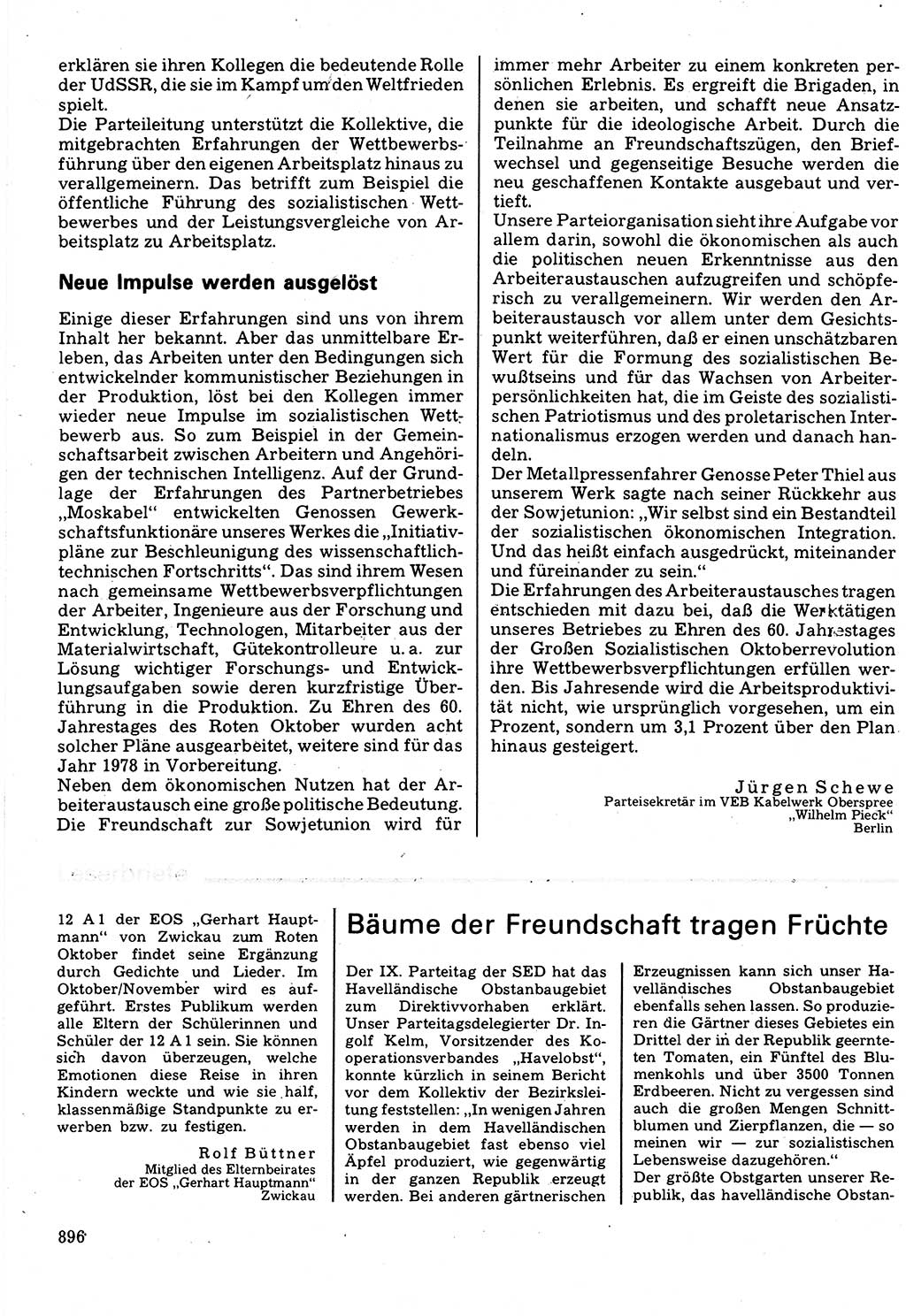 Neuer Weg (NW), Organ des Zentralkomitees (ZK) der SED (Sozialistische Einheitspartei Deutschlands) für Fragen des Parteilebens, 32. Jahrgang [Deutsche Demokratische Republik (DDR)] 1977, Seite 896 (NW ZK SED DDR 1977, S. 896)