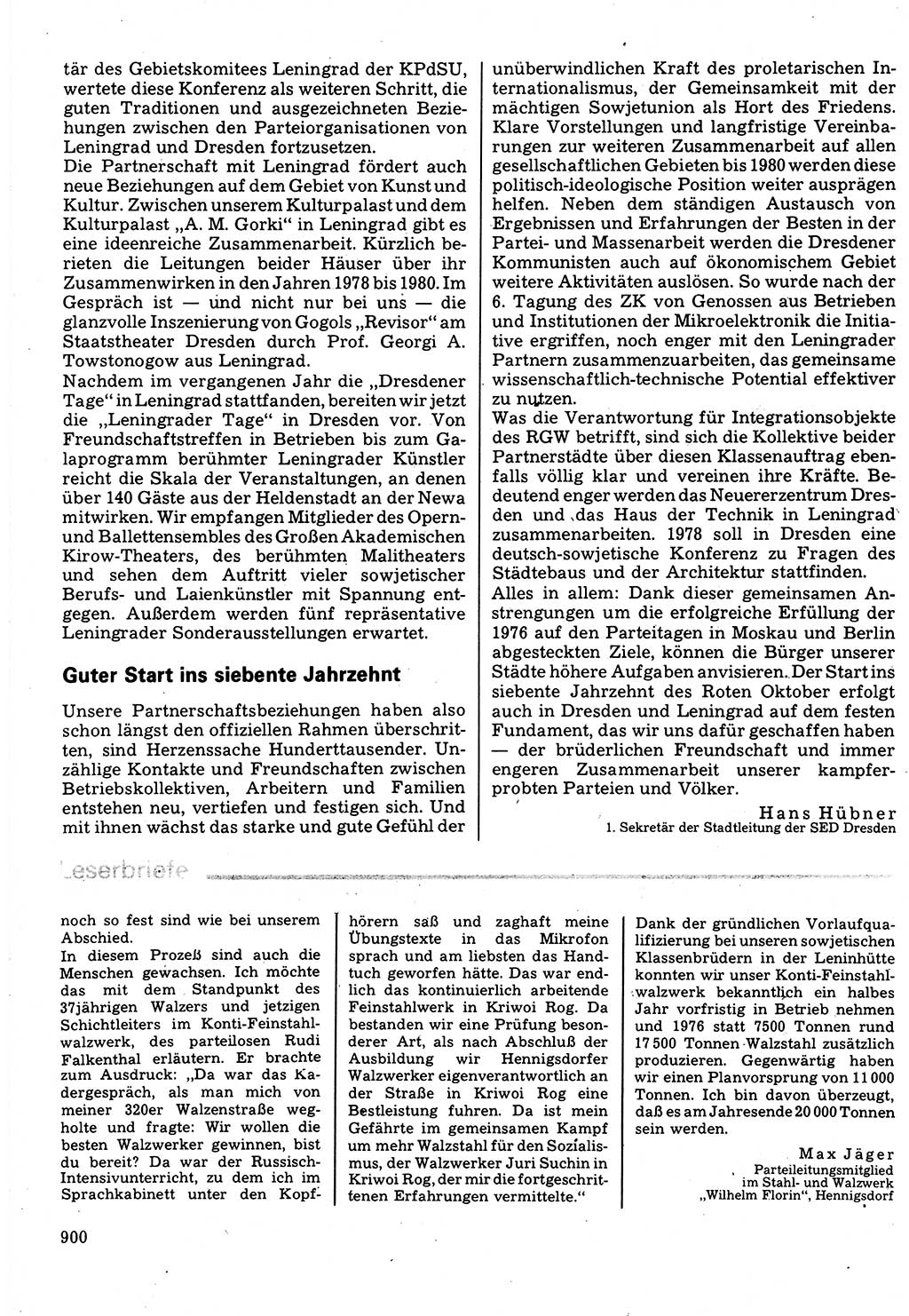 Neuer Weg (NW), Organ des Zentralkomitees (ZK) der SED (Sozialistische Einheitspartei Deutschlands) für Fragen des Parteilebens, 32. Jahrgang [Deutsche Demokratische Republik (DDR)] 1977, Seite 900 (NW ZK SED DDR 1977, S. 900)