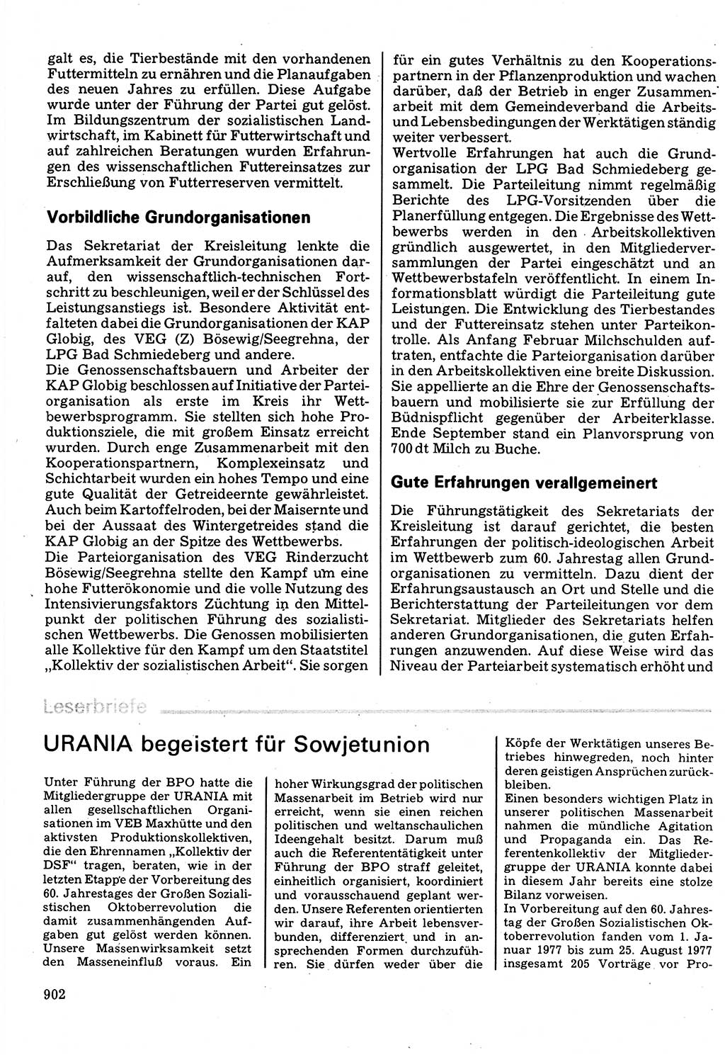 Neuer Weg (NW), Organ des Zentralkomitees (ZK) der SED (Sozialistische Einheitspartei Deutschlands) für Fragen des Parteilebens, 32. Jahrgang [Deutsche Demokratische Republik (DDR)] 1977, Seite 902 (NW ZK SED DDR 1977, S. 902)