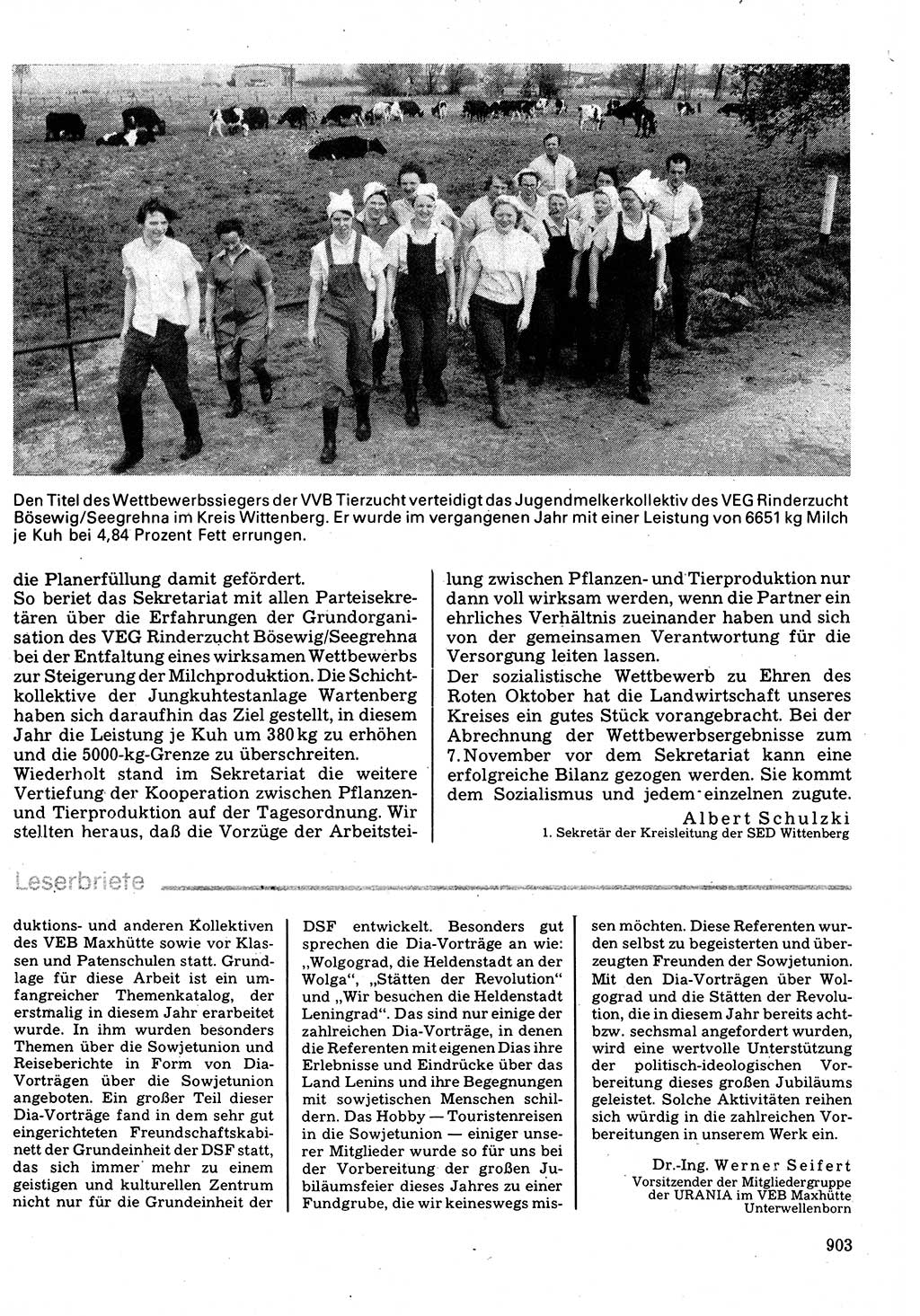 Neuer Weg (NW), Organ des Zentralkomitees (ZK) der SED (Sozialistische Einheitspartei Deutschlands) für Fragen des Parteilebens, 32. Jahrgang [Deutsche Demokratische Republik (DDR)] 1977, Seite 903 (NW ZK SED DDR 1977, S. 903)