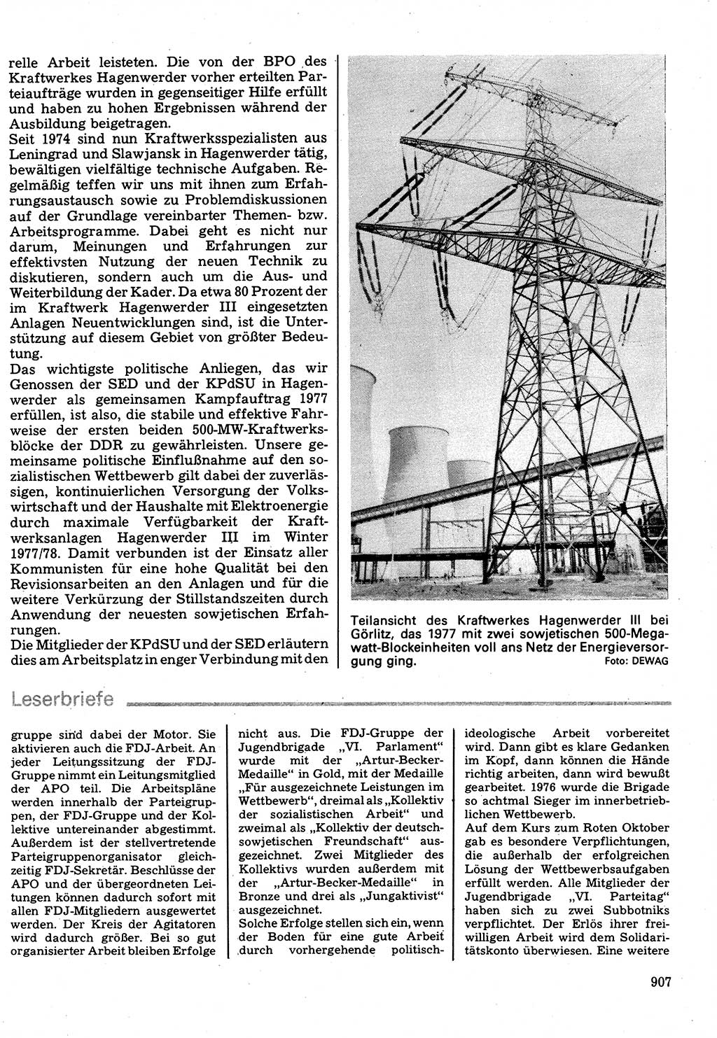 Neuer Weg (NW), Organ des Zentralkomitees (ZK) der SED (Sozialistische Einheitspartei Deutschlands) für Fragen des Parteilebens, 32. Jahrgang [Deutsche Demokratische Republik (DDR)] 1977, Seite 907 (NW ZK SED DDR 1977, S. 907)