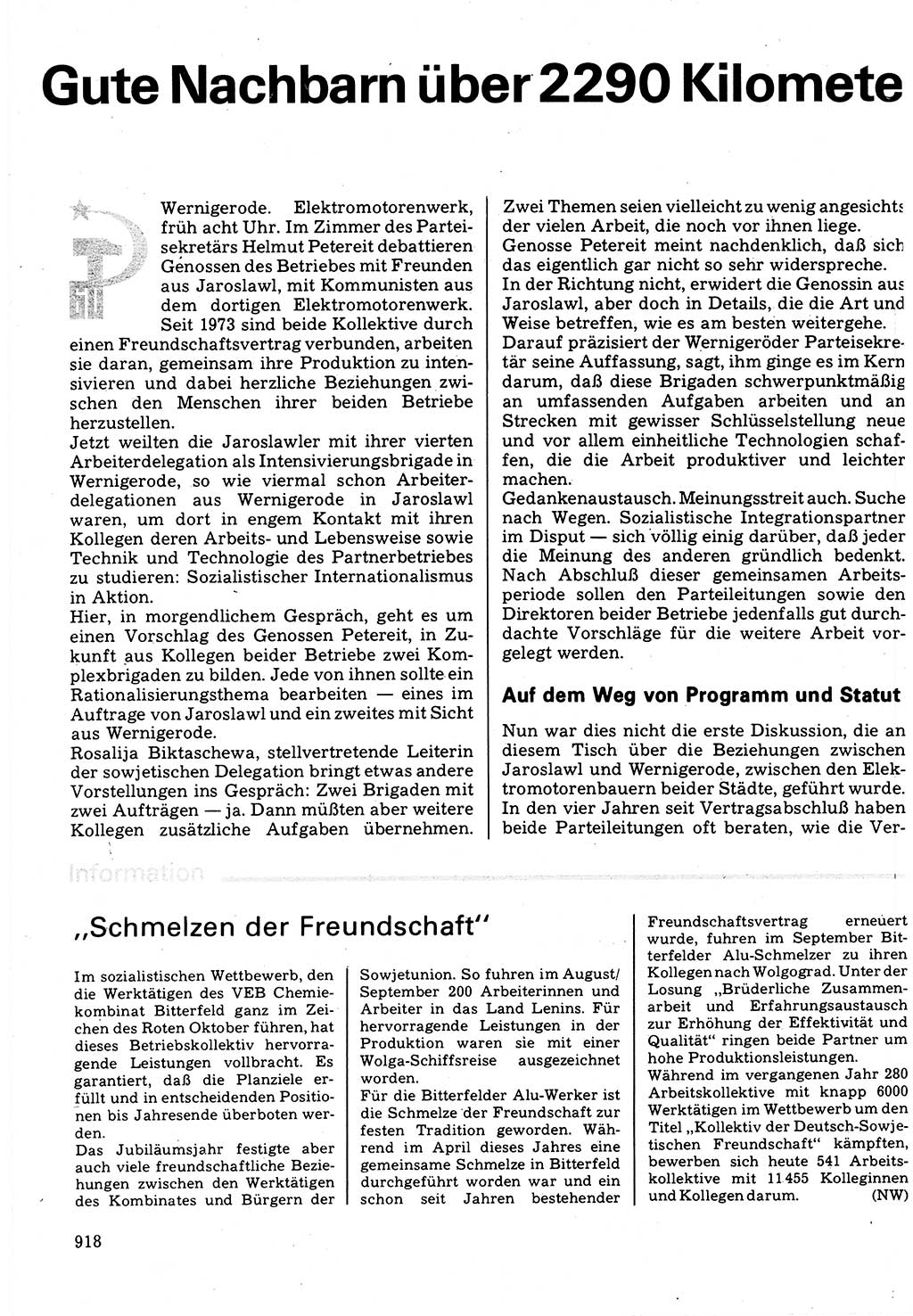 Neuer Weg (NW), Organ des Zentralkomitees (ZK) der SED (Sozialistische Einheitspartei Deutschlands) für Fragen des Parteilebens, 32. Jahrgang [Deutsche Demokratische Republik (DDR)] 1977, Seite 918 (NW ZK SED DDR 1977, S. 918)