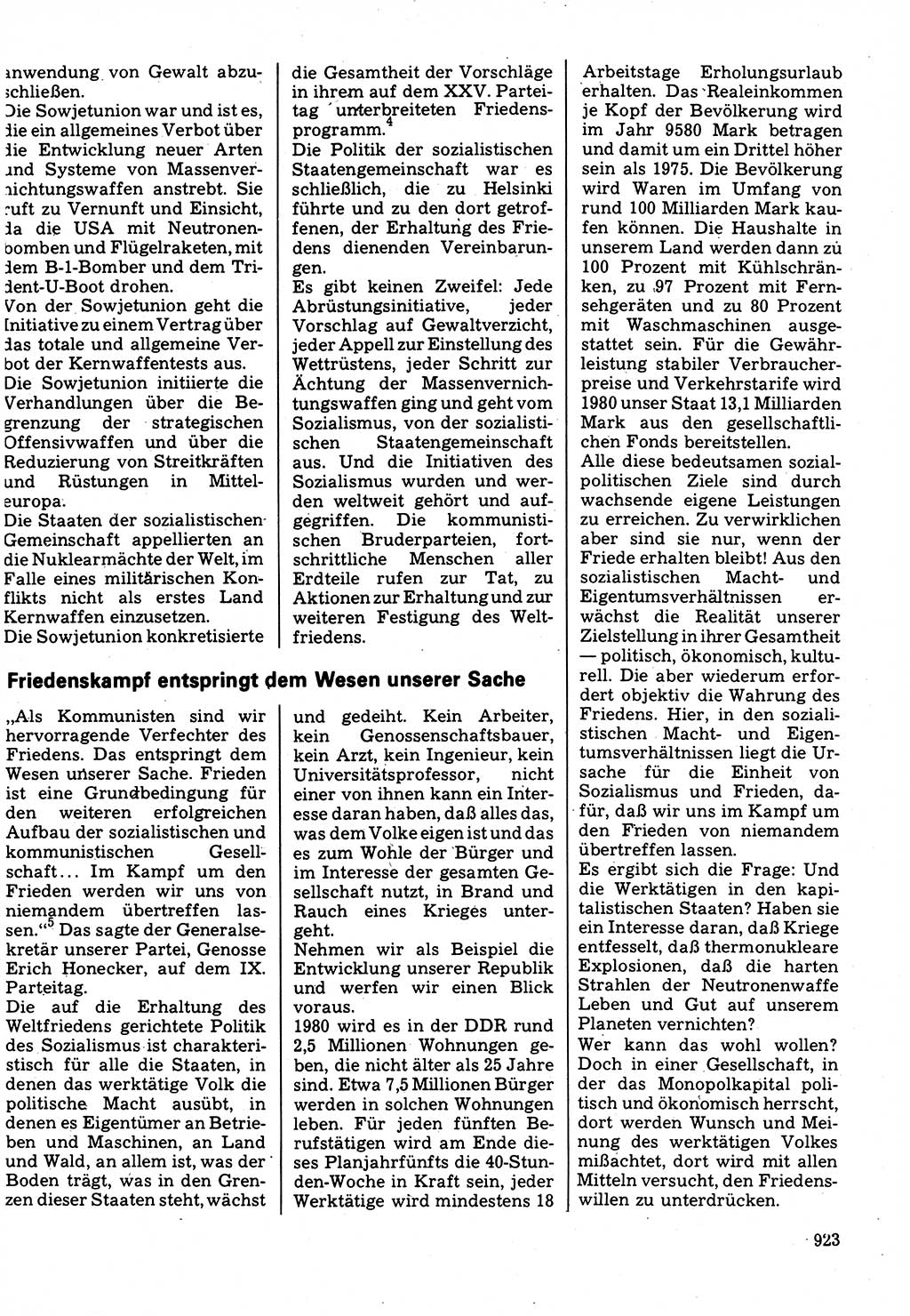 Neuer Weg (NW), Organ des Zentralkomitees (ZK) der SED (Sozialistische Einheitspartei Deutschlands) fÃ¼r Fragen des Parteilebens, 32. Jahrgang [Deutsche Demokratische Republik (DDR)] 1977, Seite 923 (NW ZK SED DDR 1977, S. 923)