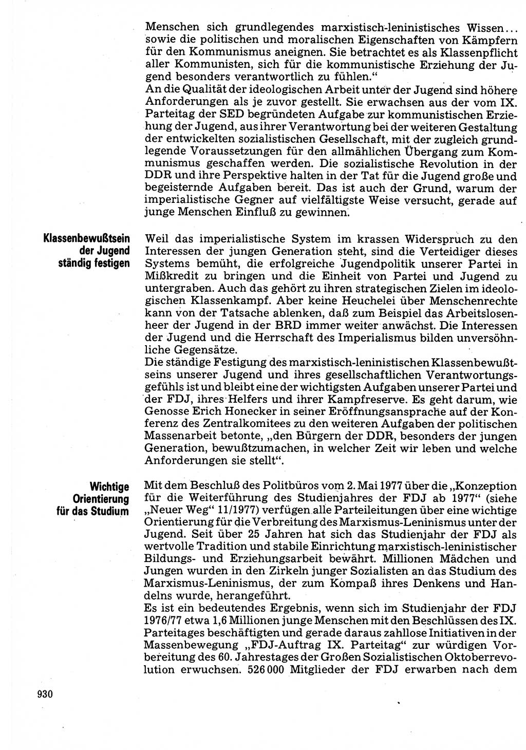 Neuer Weg (NW), Organ des Zentralkomitees (ZK) der SED (Sozialistische Einheitspartei Deutschlands) für Fragen des Parteilebens, 32. Jahrgang [Deutsche Demokratische Republik (DDR)] 1977, Seite 930 (NW ZK SED DDR 1977, S. 930)