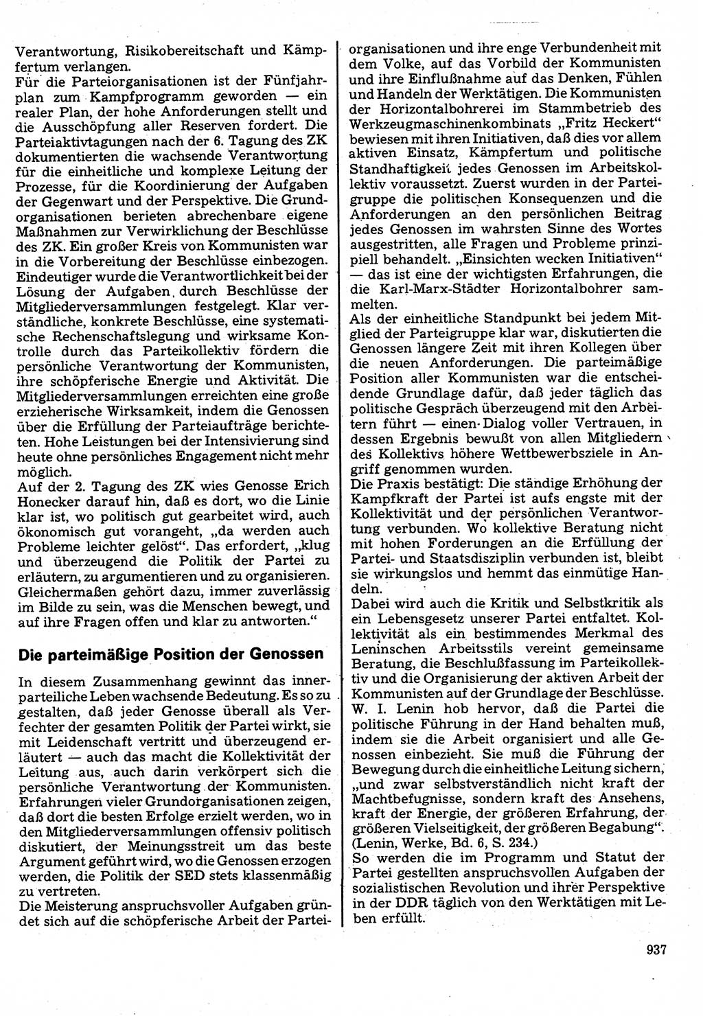 Neuer Weg (NW), Organ des Zentralkomitees (ZK) der SED (Sozialistische Einheitspartei Deutschlands) für Fragen des Parteilebens, 32. Jahrgang [Deutsche Demokratische Republik (DDR)] 1977, Seite 937 (NW ZK SED DDR 1977, S. 937)