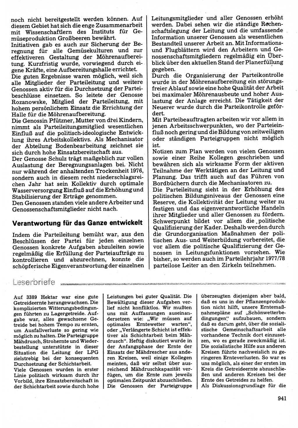 Neuer Weg (NW), Organ des Zentralkomitees (ZK) der SED (Sozialistische Einheitspartei Deutschlands) für Fragen des Parteilebens, 32. Jahrgang [Deutsche Demokratische Republik (DDR)] 1977, Seite 941 (NW ZK SED DDR 1977, S. 941)