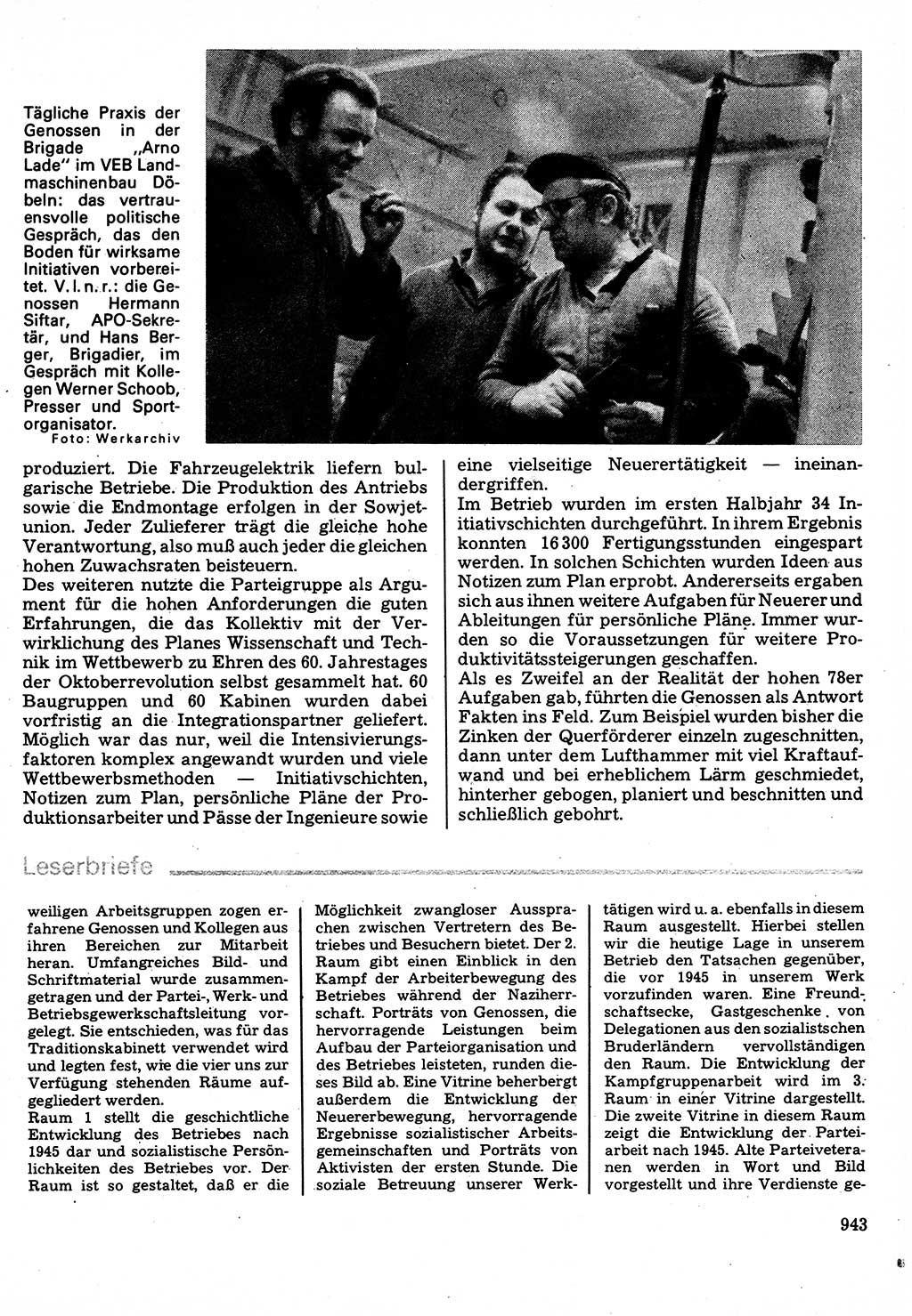 Neuer Weg (NW), Organ des Zentralkomitees (ZK) der SED (Sozialistische Einheitspartei Deutschlands) für Fragen des Parteilebens, 32. Jahrgang [Deutsche Demokratische Republik (DDR)] 1977, Seite 943 (NW ZK SED DDR 1977, S. 943)