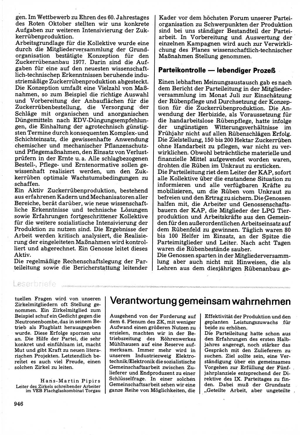 Neuer Weg (NW), Organ des Zentralkomitees (ZK) der SED (Sozialistische Einheitspartei Deutschlands) für Fragen des Parteilebens, 32. Jahrgang [Deutsche Demokratische Republik (DDR)] 1977, Seite 946 (NW ZK SED DDR 1977, S. 946)