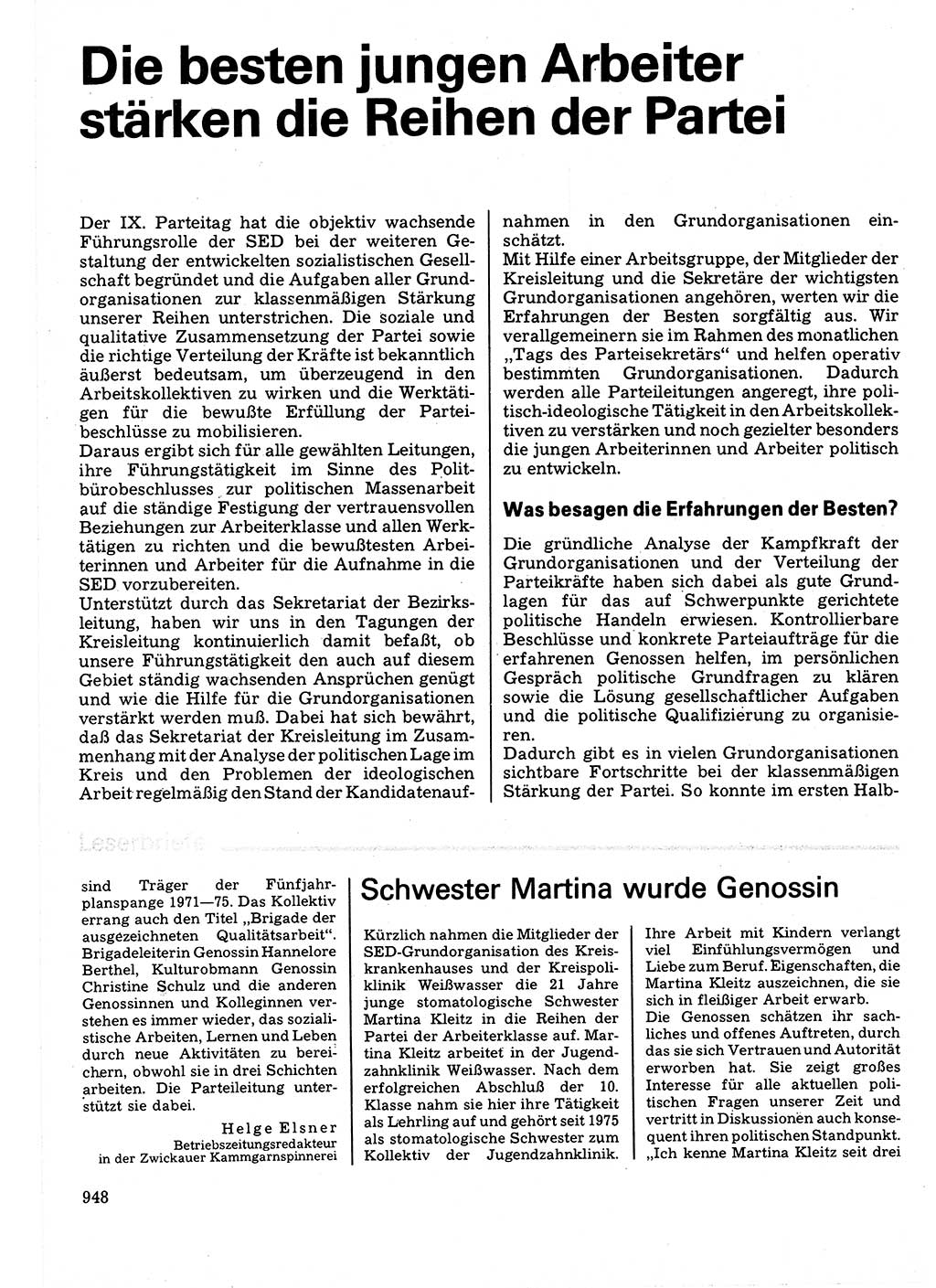Neuer Weg (NW), Organ des Zentralkomitees (ZK) der SED (Sozialistische Einheitspartei Deutschlands) für Fragen des Parteilebens, 32. Jahrgang [Deutsche Demokratische Republik (DDR)] 1977, Seite 948 (NW ZK SED DDR 1977, S. 948)