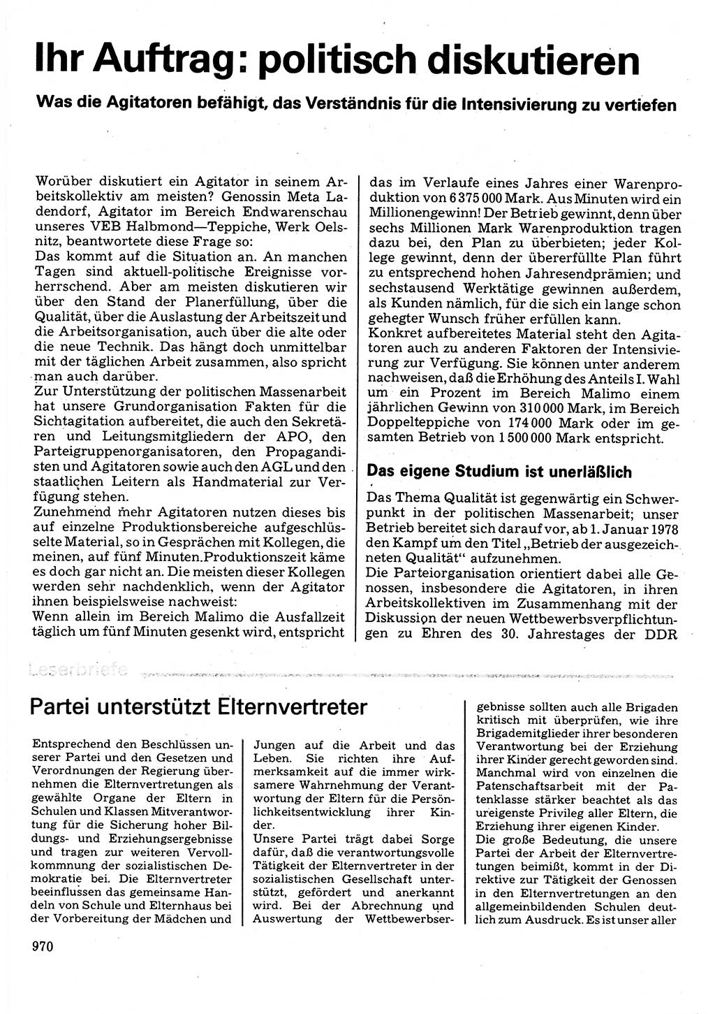 Neuer Weg (NW), Organ des Zentralkomitees (ZK) der SED (Sozialistische Einheitspartei Deutschlands) für Fragen des Parteilebens, 32. Jahrgang [Deutsche Demokratische Republik (DDR)] 1977, Seite 970 (NW ZK SED DDR 1977, S. 970)