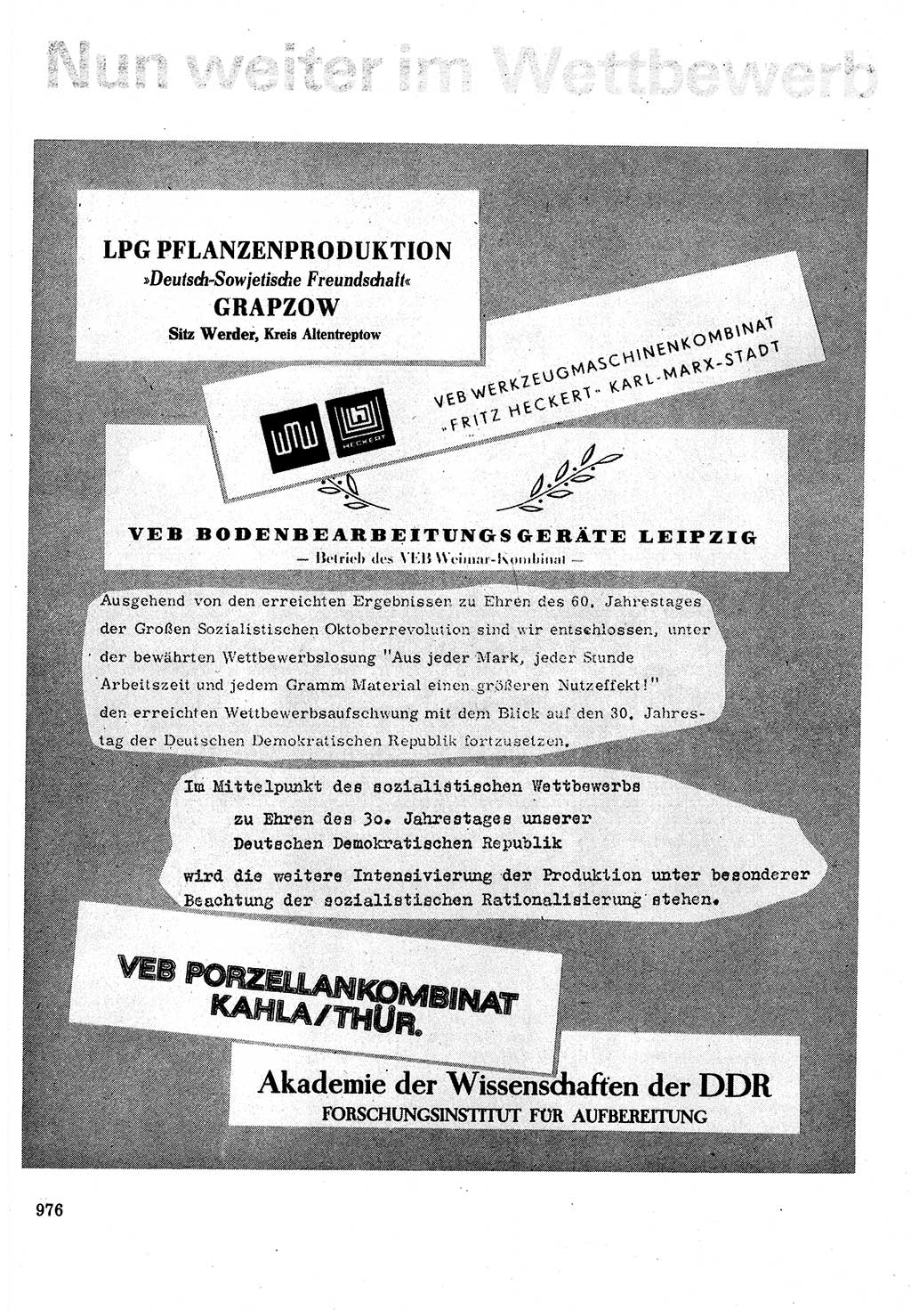 Neuer Weg (NW), Organ des Zentralkomitees (ZK) der SED (Sozialistische Einheitspartei Deutschlands) für Fragen des Parteilebens, 32. Jahrgang [Deutsche Demokratische Republik (DDR)] 1977, Seite 976 (NW ZK SED DDR 1977, S. 976)