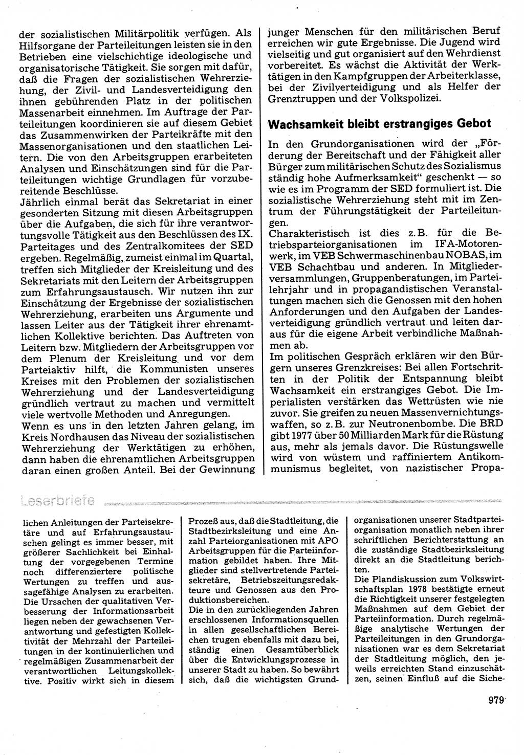 Neuer Weg (NW), Organ des Zentralkomitees (ZK) der SED (Sozialistische Einheitspartei Deutschlands) für Fragen des Parteilebens, 32. Jahrgang [Deutsche Demokratische Republik (DDR)] 1977, Seite 979 (NW ZK SED DDR 1977, S. 979)