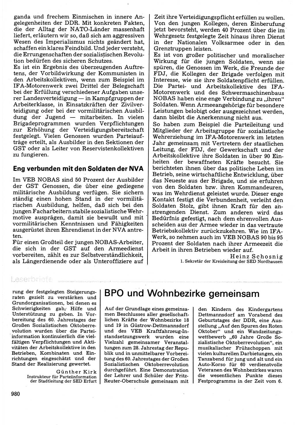 Neuer Weg (NW), Organ des Zentralkomitees (ZK) der SED (Sozialistische Einheitspartei Deutschlands) für Fragen des Parteilebens, 32. Jahrgang [Deutsche Demokratische Republik (DDR)] 1977, Seite 980 (NW ZK SED DDR 1977, S. 980)