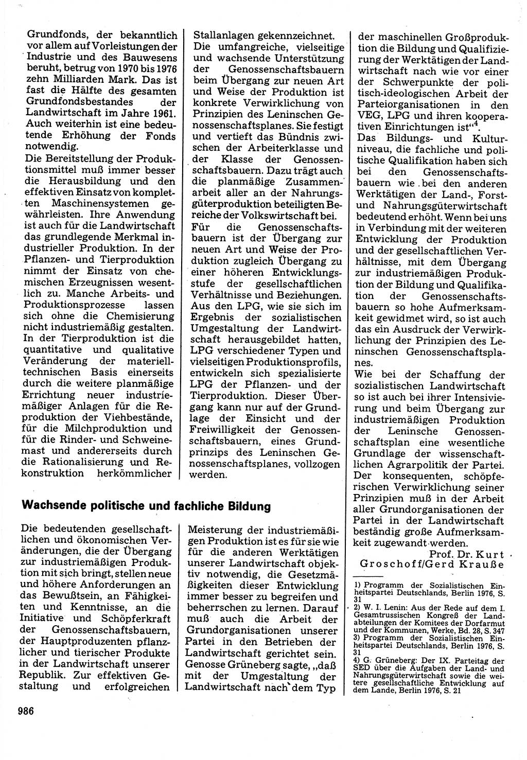 Neuer Weg (NW), Organ des Zentralkomitees (ZK) der SED (Sozialistische Einheitspartei Deutschlands) für Fragen des Parteilebens, 32. Jahrgang [Deutsche Demokratische Republik (DDR)] 1977, Seite 986 (NW ZK SED DDR 1977, S. 986)