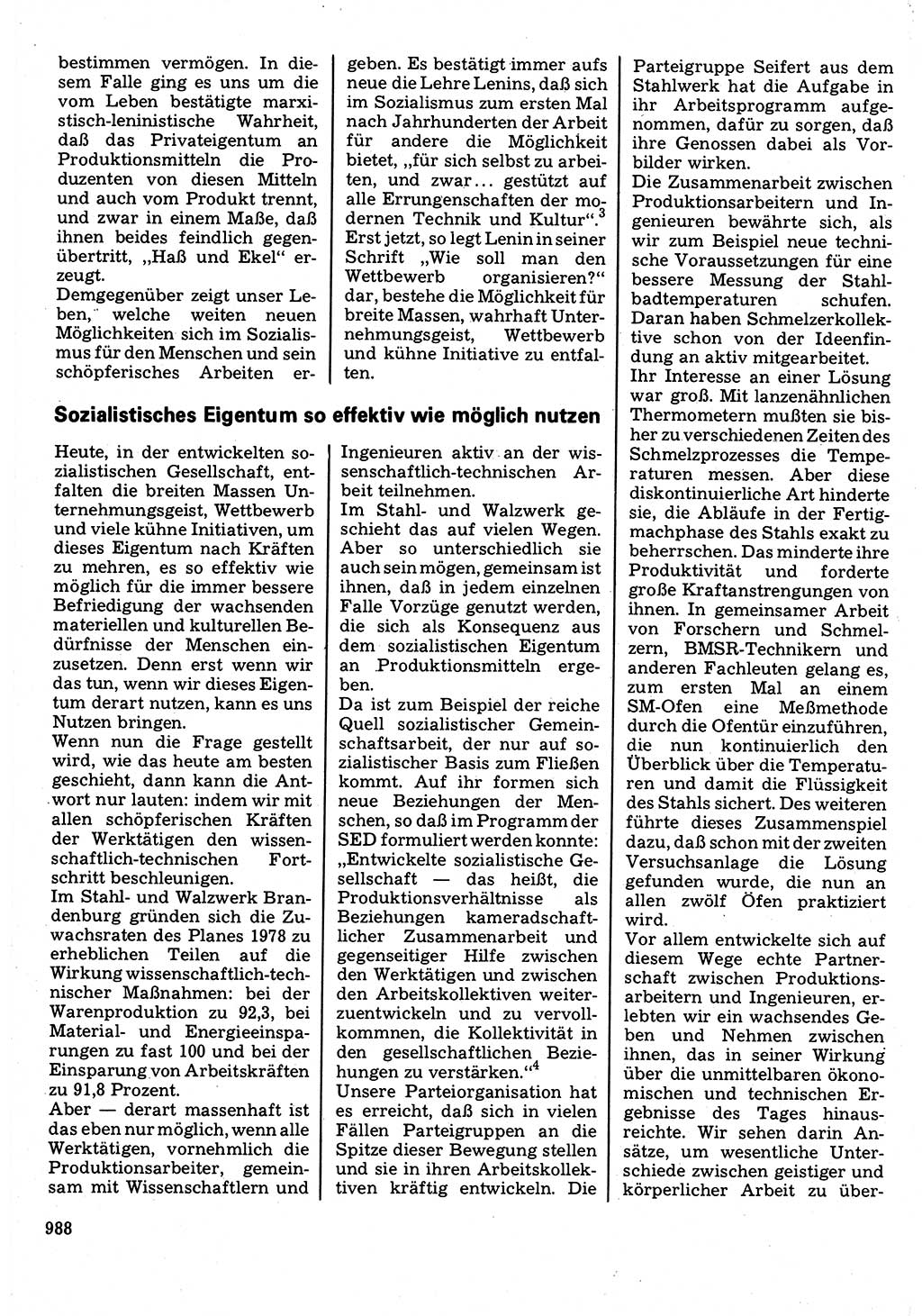 Neuer Weg (NW), Organ des Zentralkomitees (ZK) der SED (Sozialistische Einheitspartei Deutschlands) für Fragen des Parteilebens, 32. Jahrgang [Deutsche Demokratische Republik (DDR)] 1977, Seite 988 (NW ZK SED DDR 1977, S. 988)
