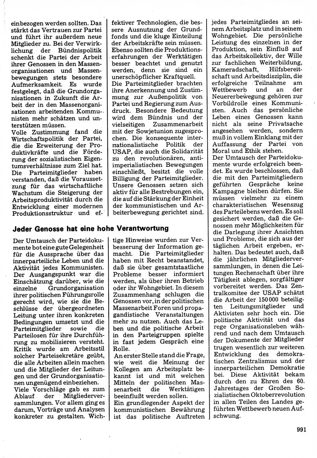 Neuer Weg (NW), Organ des Zentralkomitees (ZK) der SED (Sozialistische Einheitspartei Deutschlands) für Fragen des Parteilebens, 32. Jahrgang [Deutsche Demokratische Republik (DDR)] 1977, Seite 991 (NW ZK SED DDR 1977, S. 991)