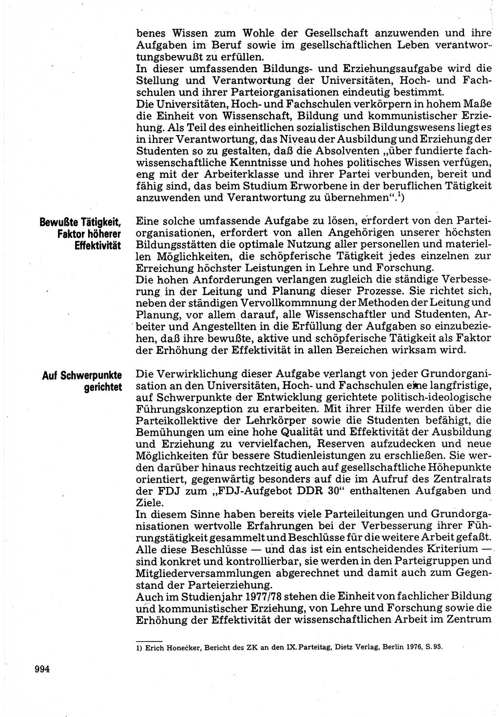 Neuer Weg (NW), Organ des Zentralkomitees (ZK) der SED (Sozialistische Einheitspartei Deutschlands) für Fragen des Parteilebens, 32. Jahrgang [Deutsche Demokratische Republik (DDR)] 1977, Seite 994 (NW ZK SED DDR 1977, S. 994)
