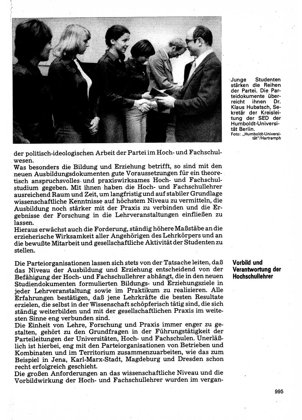 Neuer Weg (NW), Organ des Zentralkomitees (ZK) der SED (Sozialistische Einheitspartei Deutschlands) für Fragen des Parteilebens, 32. Jahrgang [Deutsche Demokratische Republik (DDR)] 1977, Seite 995 (NW ZK SED DDR 1977, S. 995)