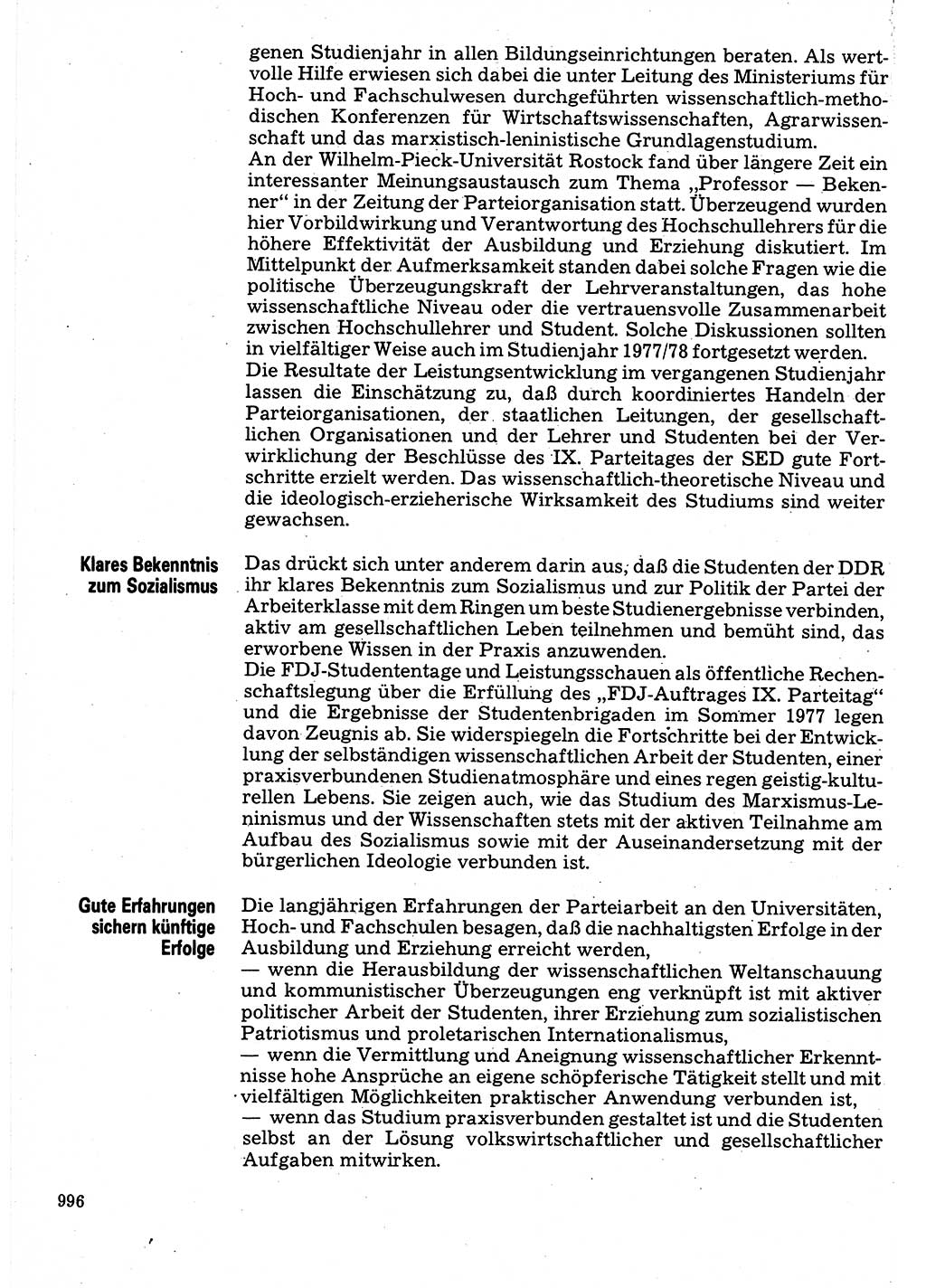 Neuer Weg (NW), Organ des Zentralkomitees (ZK) der SED (Sozialistische Einheitspartei Deutschlands) für Fragen des Parteilebens, 32. Jahrgang [Deutsche Demokratische Republik (DDR)] 1977, Seite 996 (NW ZK SED DDR 1977, S. 996)