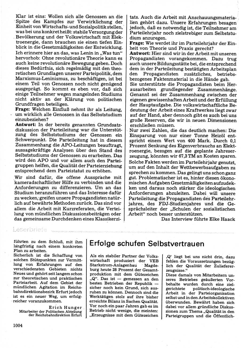 Neuer Weg (NW), Organ des Zentralkomitees (ZK) der SED (Sozialistische Einheitspartei Deutschlands) für Fragen des Parteilebens, 32. Jahrgang [Deutsche Demokratische Republik (DDR)] 1977, Seite 1004 (NW ZK SED DDR 1977, S. 1004)