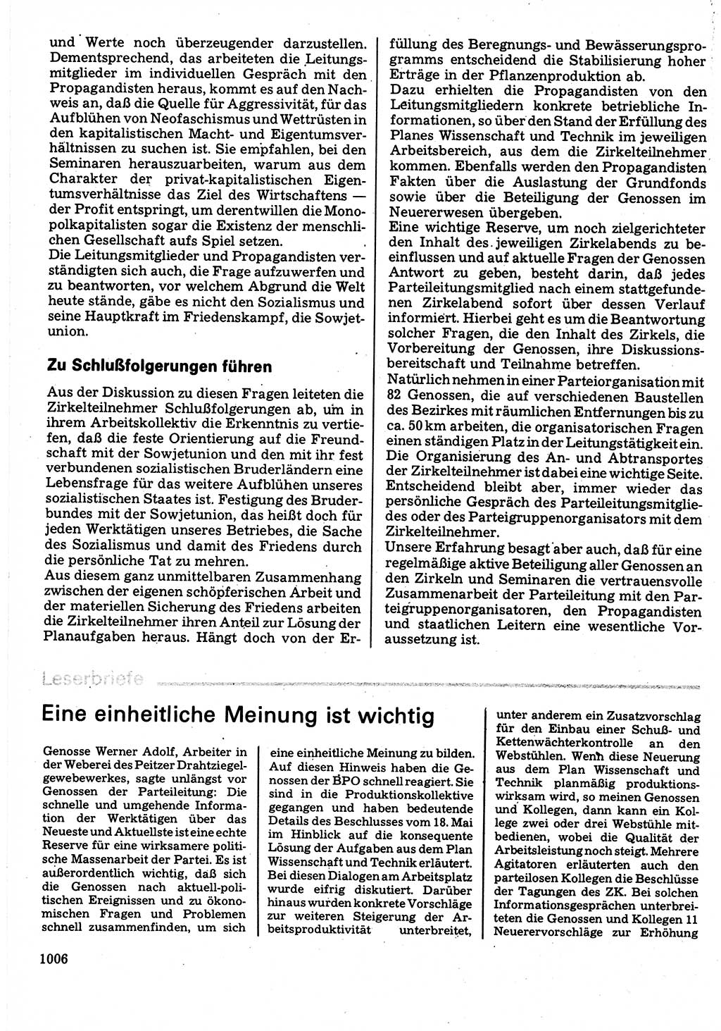 Neuer Weg (NW), Organ des Zentralkomitees (ZK) der SED (Sozialistische Einheitspartei Deutschlands) für Fragen des Parteilebens, 32. Jahrgang [Deutsche Demokratische Republik (DDR)] 1977, Seite 1006 (NW ZK SED DDR 1977, S. 1006)