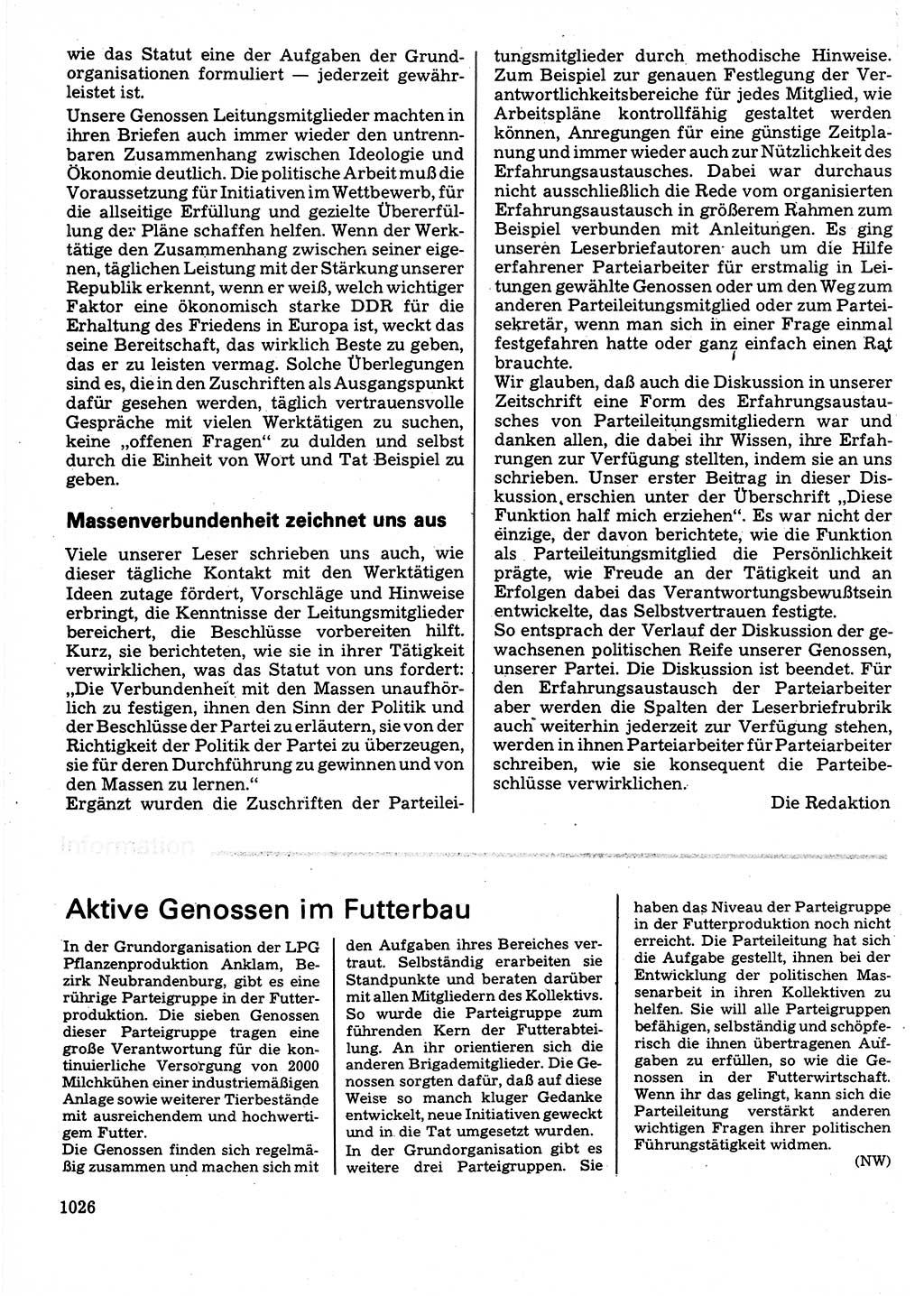 Neuer Weg (NW), Organ des Zentralkomitees (ZK) der SED (Sozialistische Einheitspartei Deutschlands) für Fragen des Parteilebens, 32. Jahrgang [Deutsche Demokratische Republik (DDR)] 1977, Seite 1026 (NW ZK SED DDR 1977, S. 1026)