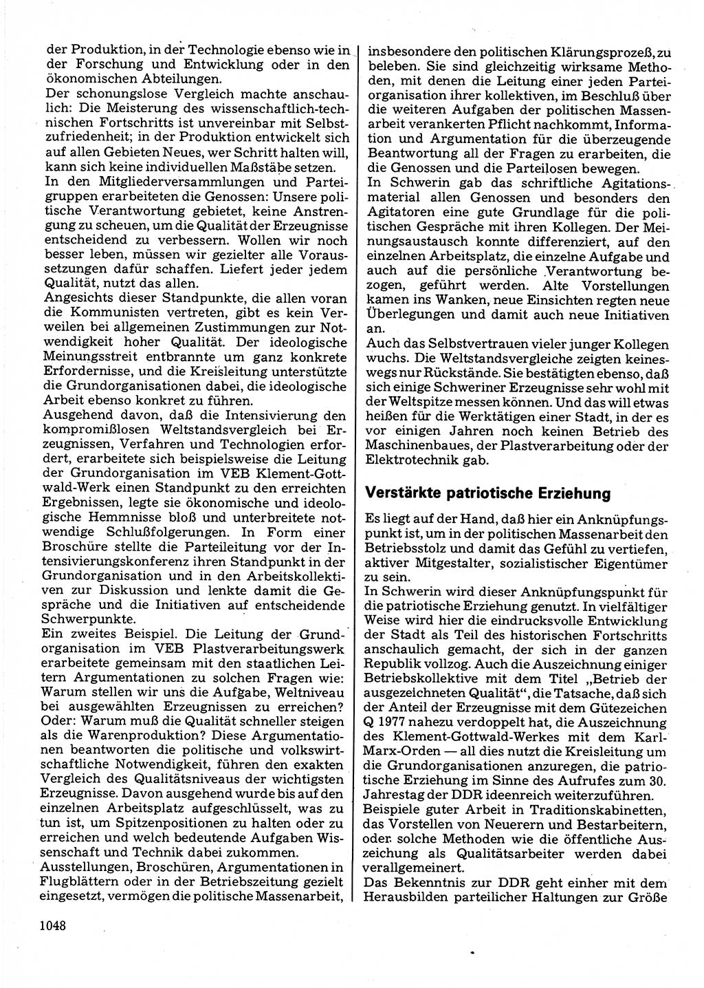 Neuer Weg (NW), Organ des Zentralkomitees (ZK) der SED (Sozialistische Einheitspartei Deutschlands) für Fragen des Parteilebens, 32. Jahrgang [Deutsche Demokratische Republik (DDR)] 1977, Seite 1048 (NW ZK SED DDR 1977, S. 1048)