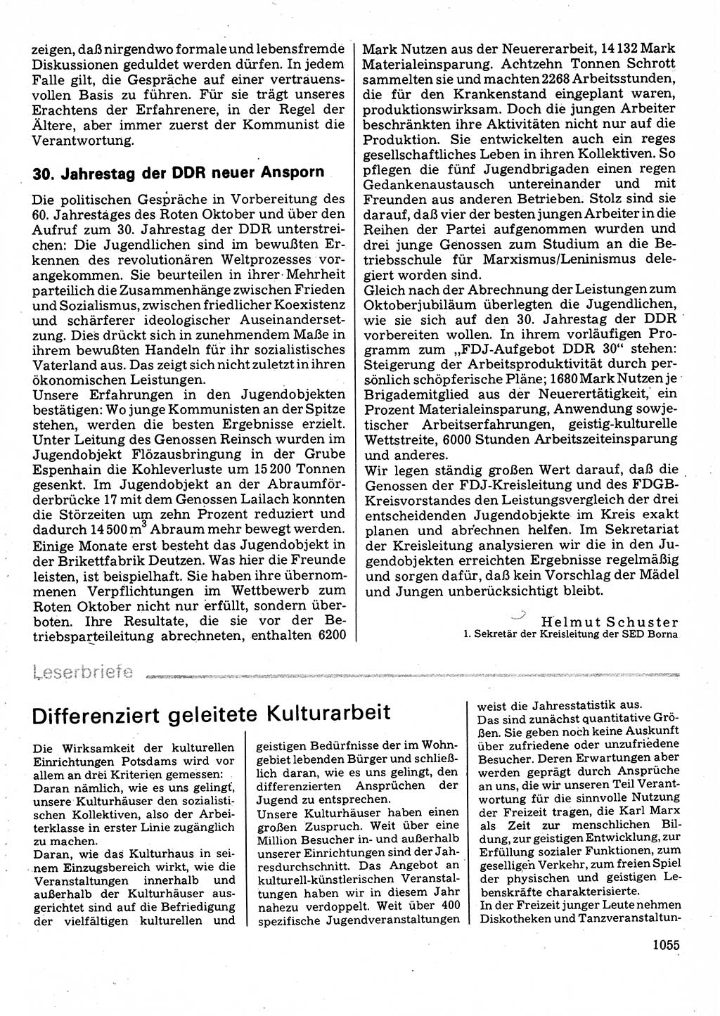 Neuer Weg (NW), Organ des Zentralkomitees (ZK) der SED (Sozialistische Einheitspartei Deutschlands) für Fragen des Parteilebens, 32. Jahrgang [Deutsche Demokratische Republik (DDR)] 1977, Seite 1055 (NW ZK SED DDR 1977, S. 1055)