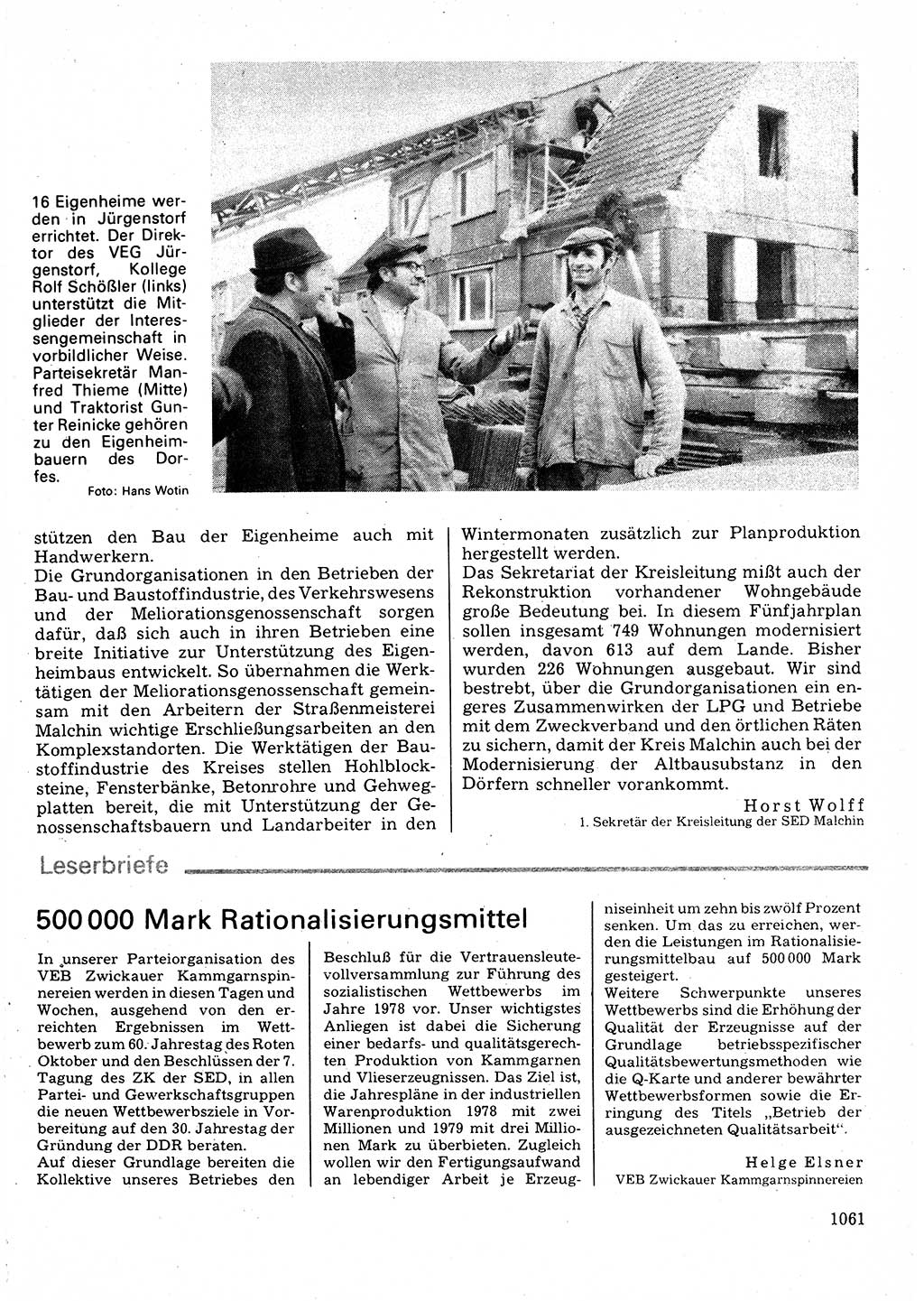 Neuer Weg (NW), Organ des Zentralkomitees (ZK) der SED (Sozialistische Einheitspartei Deutschlands) für Fragen des Parteilebens, 32. Jahrgang [Deutsche Demokratische Republik (DDR)] 1977, Seite 1061 (NW ZK SED DDR 1977, S. 1061)