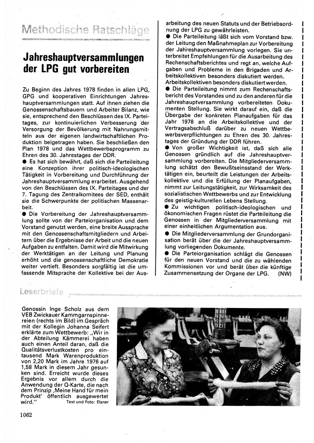 Neuer Weg (NW), Organ des Zentralkomitees (ZK) der SED (Sozialistische Einheitspartei Deutschlands) für Fragen des Parteilebens, 32. Jahrgang [Deutsche Demokratische Republik (DDR)] 1977, Seite 1062 (NW ZK SED DDR 1977, S. 1062)