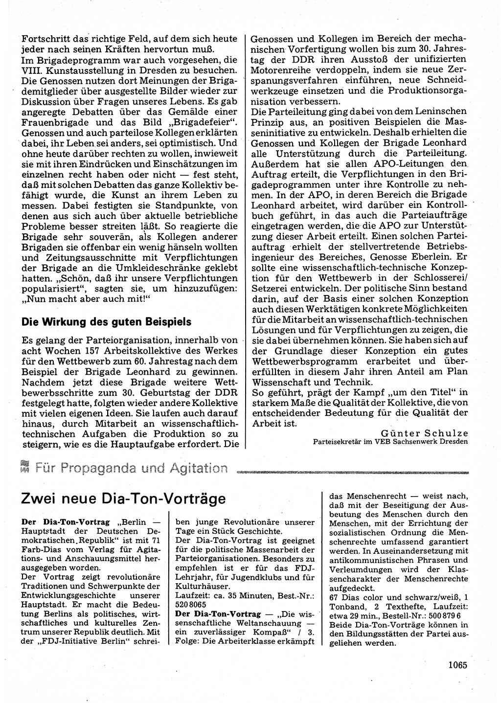 Neuer Weg (NW), Organ des Zentralkomitees (ZK) der SED (Sozialistische Einheitspartei Deutschlands) für Fragen des Parteilebens, 32. Jahrgang [Deutsche Demokratische Republik (DDR)] 1977, Seite 1065 (NW ZK SED DDR 1977, S. 1065)