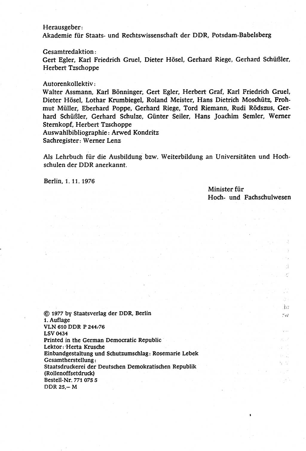 Staatsrecht der DDR (Deutsche Demokratische Republik), Lehrbuch 1977, Seite 4 (St.-R. DDR Lb. 1977, S. 4)
