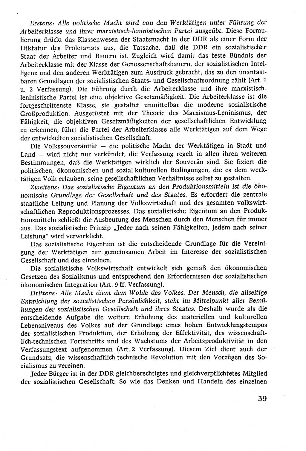 Staatsrecht der DDR (Deutsche Demokratische Republik), Lehrbuch 1977, Seite 39 (St.-R. DDR Lb. 1977, S. 39)